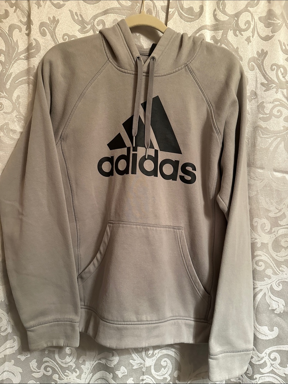 adidas Taupe Pullover Hoodie with Black Logo